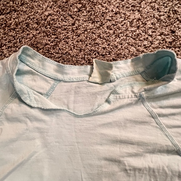 Light Blue OVERsized Crop top T-shirt Thick 100% Cotton U.S. Vtg Quality Goods - Picture 9 of 11